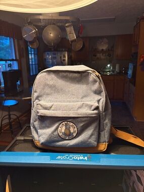 Ron Jon Canvas Casual Mini Backpack - Light Blue with Tan Accent